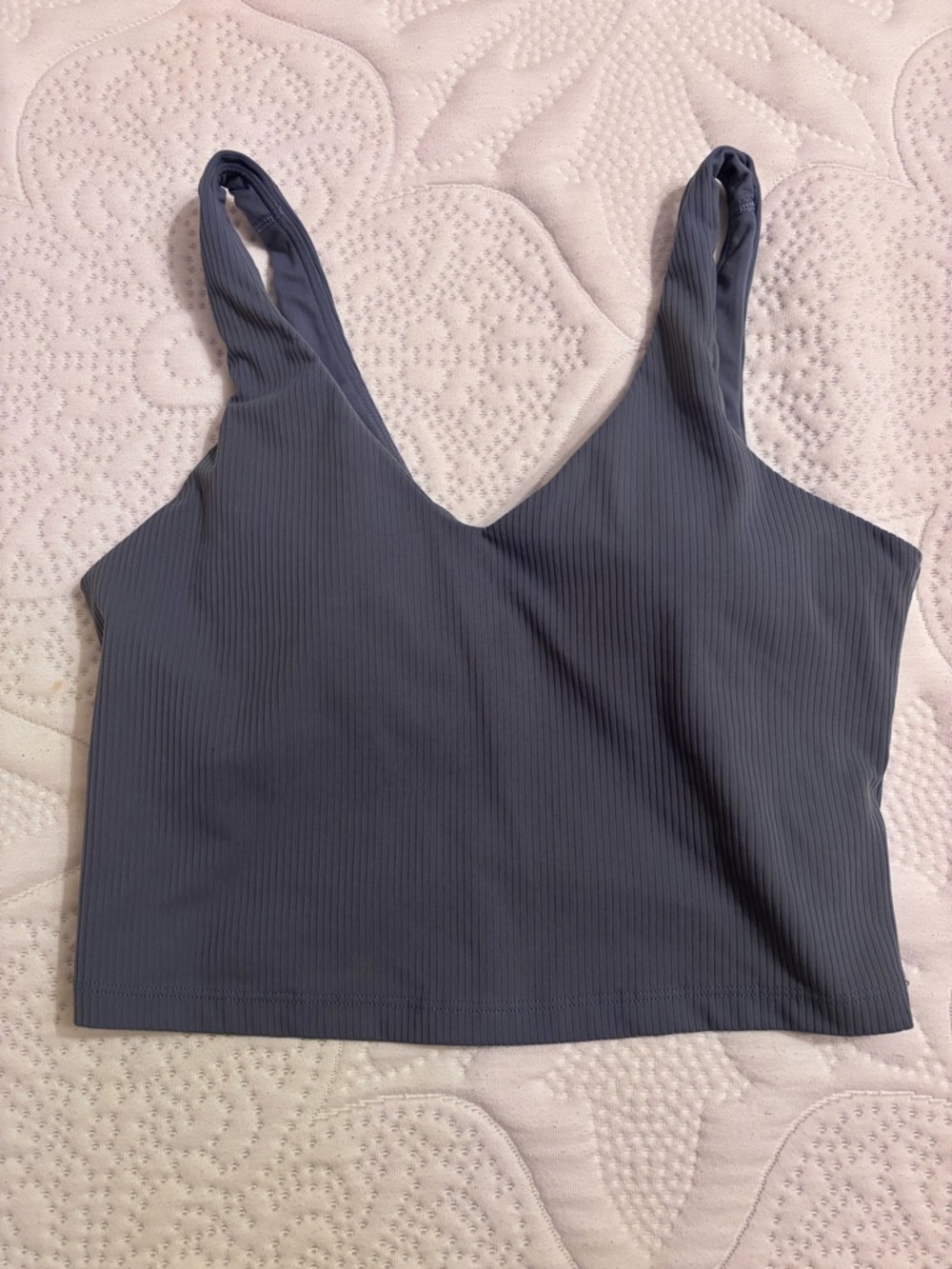 Athleta Ribbed V-Neck Crop Tank Top - Slate Blue